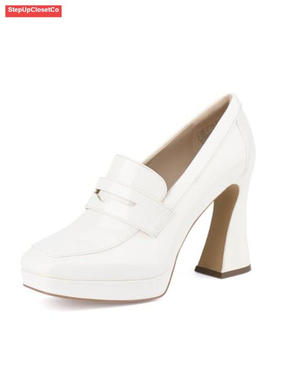 Patent PU Platform Penny Loafers Square Toe Chunky Block Heel Pumps